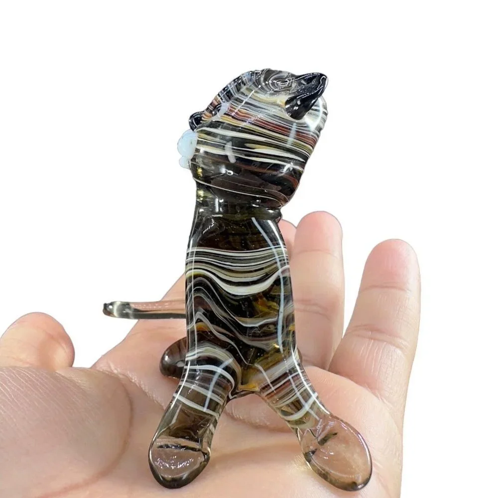 Venetian Slag Art Glass Small Figurine Bear‎ Animal Dog Delicate Glass Figurine